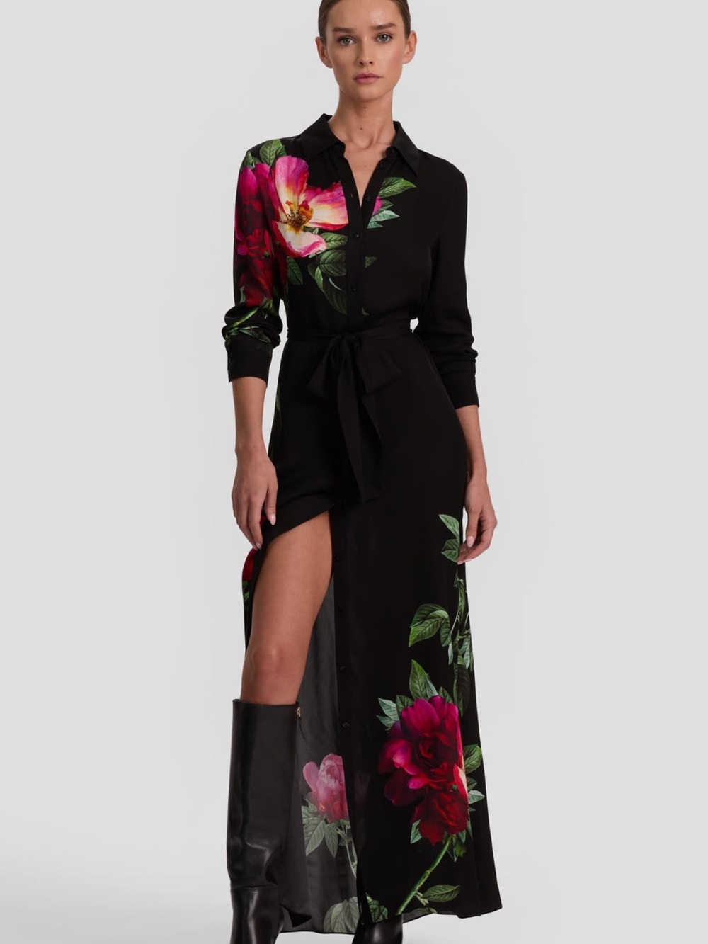Alice + Olivia Chassidy Long Sleeve Floral Maxi Shirtdress NWT